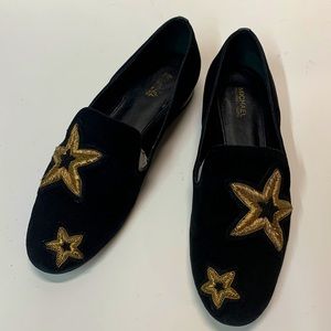MICHAEL Kors Black and Gold Suede Loafers